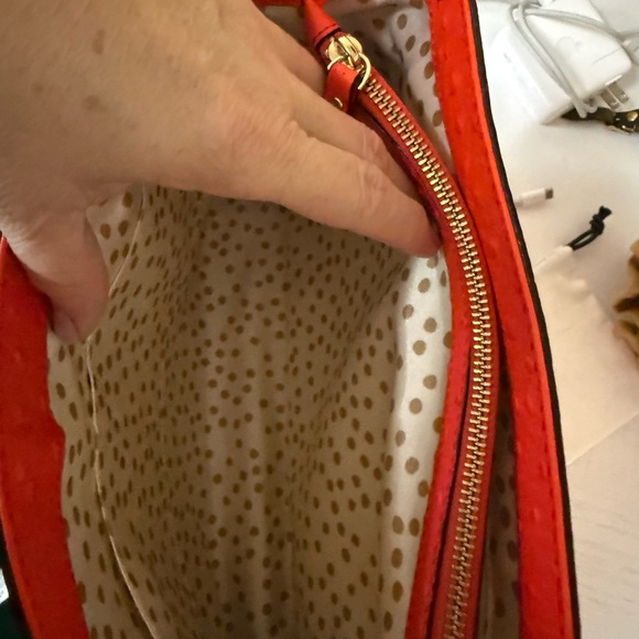 Kate Spade ostrich textured leather coral tote - Picture 9 of 12
